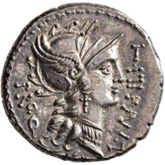 Denarius Manlia: Lucius Manlius Torquatus, L•MANLI T PROQ / L•SVLLA•IMP