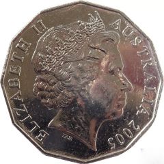 50 Cents - Elizabeth II 4th Portrait - XVIII Commonwealth Games Melbourne 2006