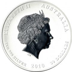 30 Dollars - Elizabeth II 4th Portrait - Year of the Tiger - Silver Bullion Coin