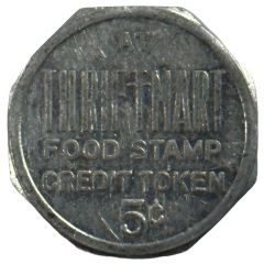 5 Cents - Food Stamp Credit Token Thrif-T-Mart