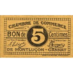 5 Centimes - Chambre de Commerce de Montluçon - Gannat 03