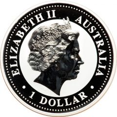 1 Dollar - Elizabeth II 4th Portrait - Year of the Rabbit - Silver Bullion Coin