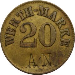 20 Centimes Werth-Marke, Countermarked `AN`, Luxembourg