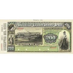 200 Mil Réis Banco da República dos Estados Unidos do Brazil, 1st. Print, 1st. type