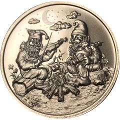 1 Ounce Silver - Intaglio Mint Garden Gnomes - Campfire