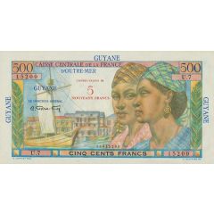 5 New Francs Overprint on 500 Francs