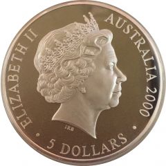 5 Dollars - Elizabeth II 4th Portrait - Sydney 2000 Series - Silver Proof