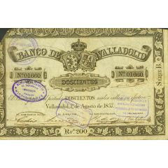 200 Reales de Vellón Banco de Valladolid