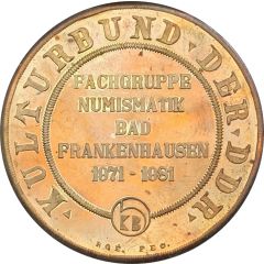Medal - 10th anniversary of the Bad Frankenhausen numismatic organization