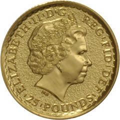 25 Pounds - Elizabeth II 4th portrait, 1/4 oz Fine Gold