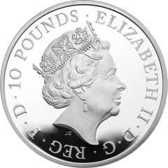 10 Pounds - Elizabeth II Lion of England, Silver Piedfort