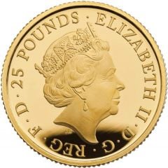 25 Pounds - Elizabeth II 5th portrait, 1/4 oz Fine Gold