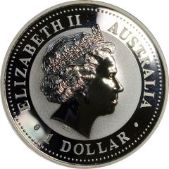 1 Dollar - Elizabeth II 4th Portrait - Australian Kookaburra - Gilded