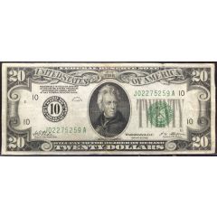 20 Dollars Federal Reserve Note, Large TWENTY, Branch ID in Numbers