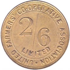 Token - United Farmers` Co-operative Association 2/6 Check Piece