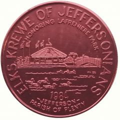 Mardi Gras Token - Elks Krewe of Jeffersonians Honoring Lafreniere Park, New Orleans, Louisiana