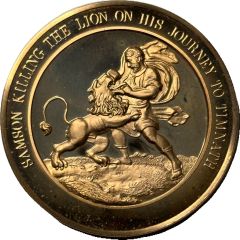 Medal - Thomason Medallic Bible Samson Killing the Lion
