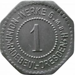 1 Pfennig - Radebeul-Dresden Union Werke G.M.B.H.