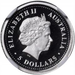 5 Dollars - Elizabeth II 4th Portrait - Koala - Platinum