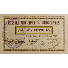 2 Pesetas Riudecanyes