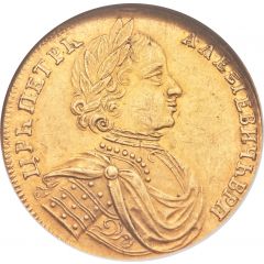 2 Ducats - Peter I Double Chervonets, Trade Coinage, Novodel