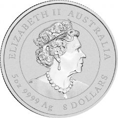 8 Dollars - Elizabeth II 6th Portrait - Year of the Tiger, Silver Bullion