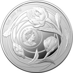 1 Dollar - Elizabeth II 6th Portrait - Wildflowers of Australia - Waratah, Silver Bullion