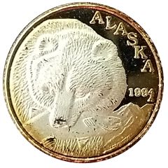 Medal - The Seal of the State of Alaska 1/10 oz Silver, Brown Bear