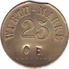 25 Pfennig Werth-Marke, Countermarked `CH`