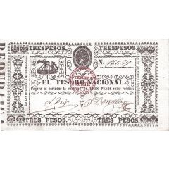 3 Pesos Red stamp `TERCERA SÉRIE`