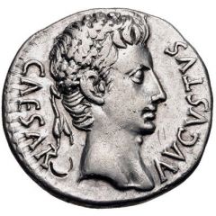 Denarius - Augustus S P Q R CL V, Victory