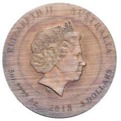 8 Dollars - Elizabeth II 4th Portrait - Rare Earth - Silver Antiqued - High Relief