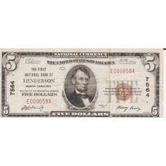5 Dollars Small-Size National Bank Note