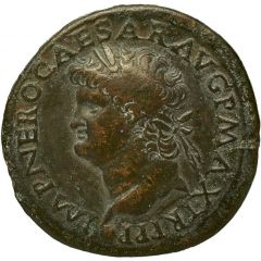 Sestertius - Nero PORT AVG S C, Neptune and Tiber