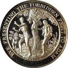 Medal - Thomason Medallic Bible Eve presenting the forbidden fruit to Adam, #2 of 60