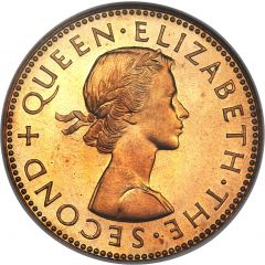 1/2 Penny - Elizabeth II 1st portrait