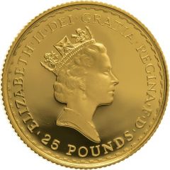25 Pounds - Elizabeth II 3rd portrait, 1/4 oz Fine Gold