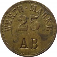 25 Pfennig Werth-Marke, Countermarked `AB`
