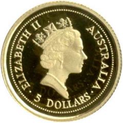 5 Dollars - Elizabeth II 3rd Portrait - Kangaroo - Gold Bullion Coin