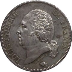 5 Francs - Louis XVIII bare bust