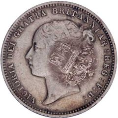 50 Réis - Luiz I Countermark `Crowned PM` over 6 Pence/Victoria