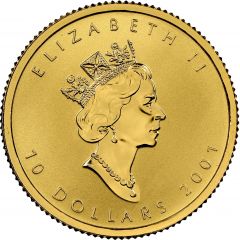 10 Dollars - Elizabeth II 3rd Portrait, 1/4 oz. Gold Maple Hologram