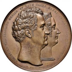Medal - Christian VIII Royal couple anointing, large version, bronze issue