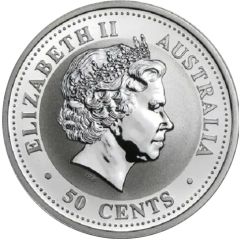 50 Cents - Elizabeth II 4th Portrait - Year of the Monkey - Silver Bullion Coin