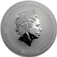 30 Dollars - Elizabeth II 4th Portrait - Year of the Monkey - Silver Bullion Coin