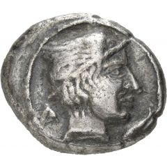 Silver 5 Asses Turms series II: facing right
