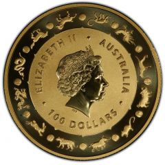 100 Dollars - Elizabeth II 4th Portrait - Year of the Rooster - Gold Bullion Coin