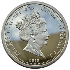5 Pounds - Elizabeth II Sapphire Coronation Jubilee - Orb and Sceptre, Silver plated with gold gild