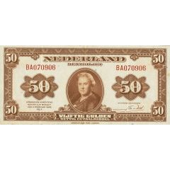 50 Gulden - Wilhelmina `facing left` Coin note