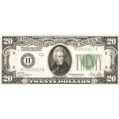 20 Dollars Federal Reserve Note, Large TWENTY, Branch ID in Letters